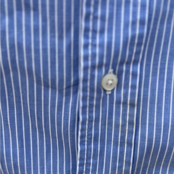 Ralph Lauren Men Yarmouth Blue White Striped Button Down Shirt Size 16 1/2 34/35 - Picture 5 of 12